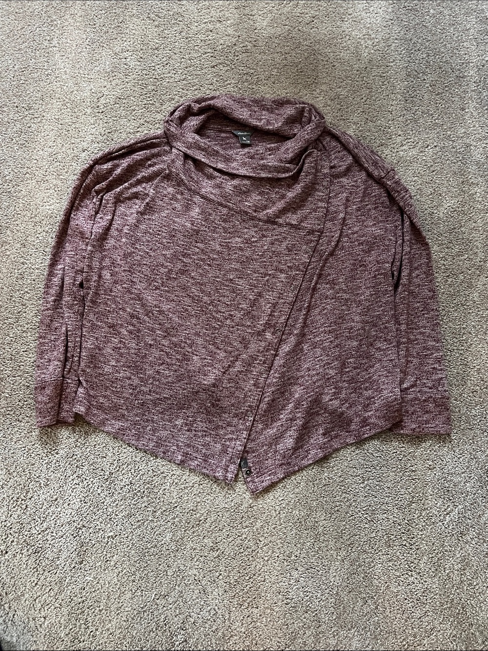 Eddie Bauer Mauve Heather Draped Cowl Neck Cardigan